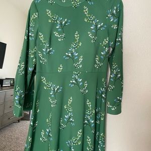 Ann Taylor LOFT Green floral Fit & Flare short dress - 2P